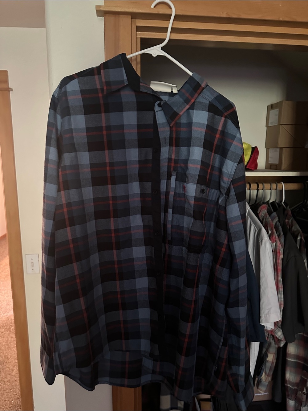 Fjallraven Men's Blue and Black Plaid Button-Down Shirt